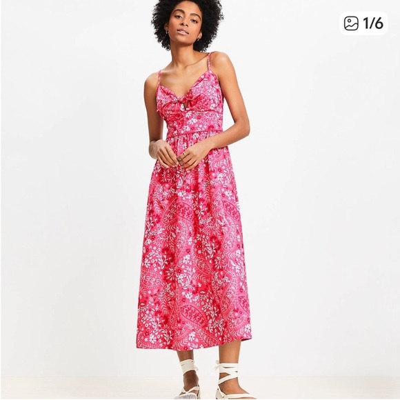 LOFT Dresses & Skirts - Loft -Paisley Tie Poplin Midi
Pocket Dress